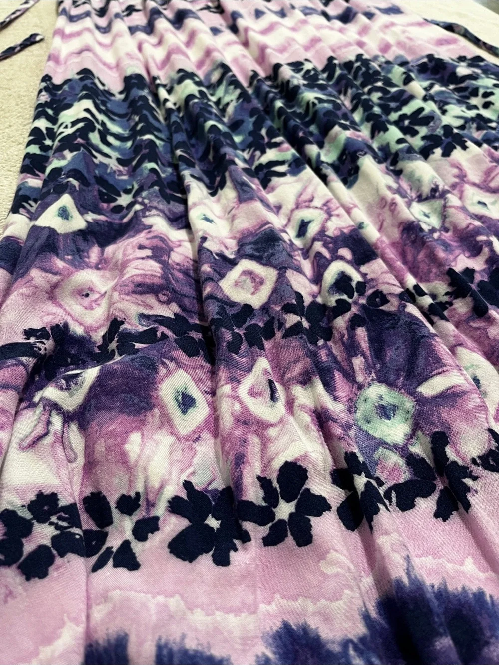 Justice Girls Purple Tie-Dye Floral Maxi Skirt